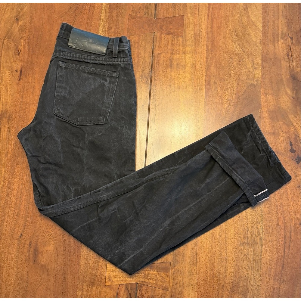Naked & Famous Weird Guy Jeans Mens 33 (31x32) Black Selvedge Raw Japanese Denim